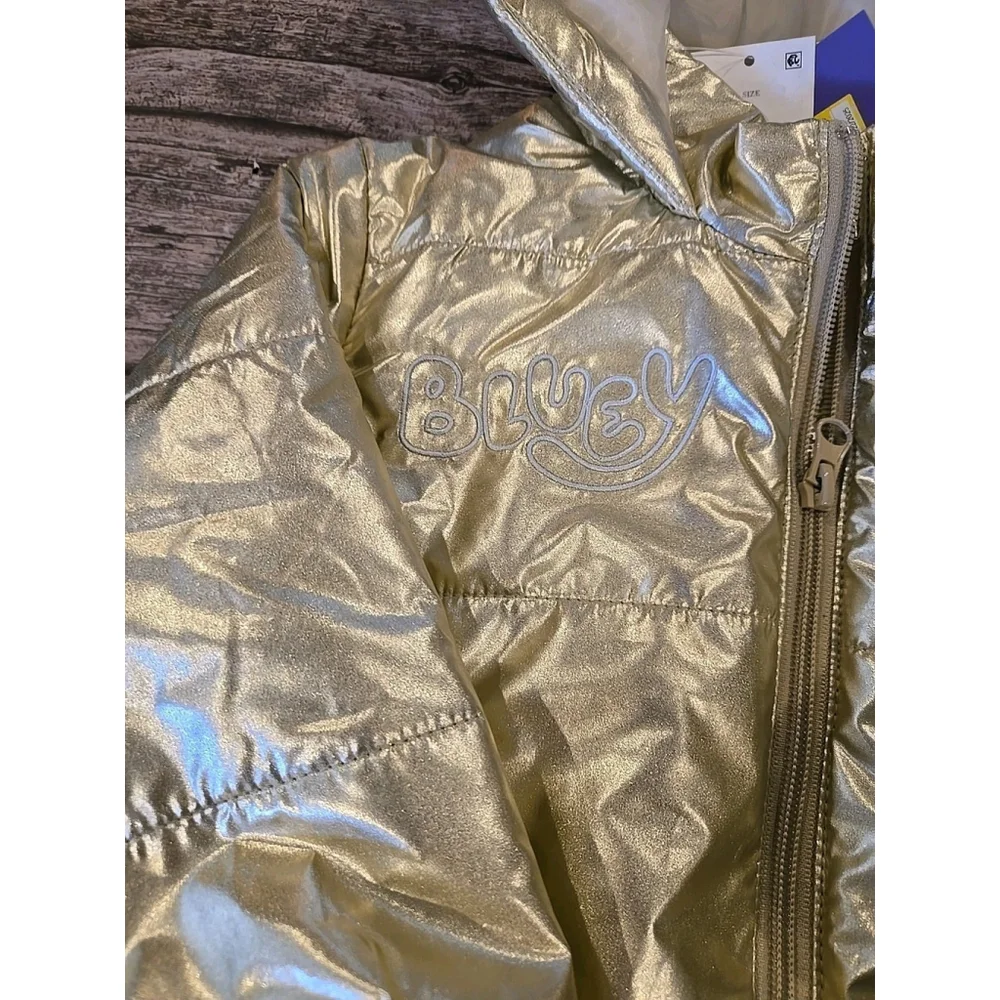 Bluey Gold Puffer Jacket Coat Zipper Closure Baby 12 Months Oversized NWT (218)